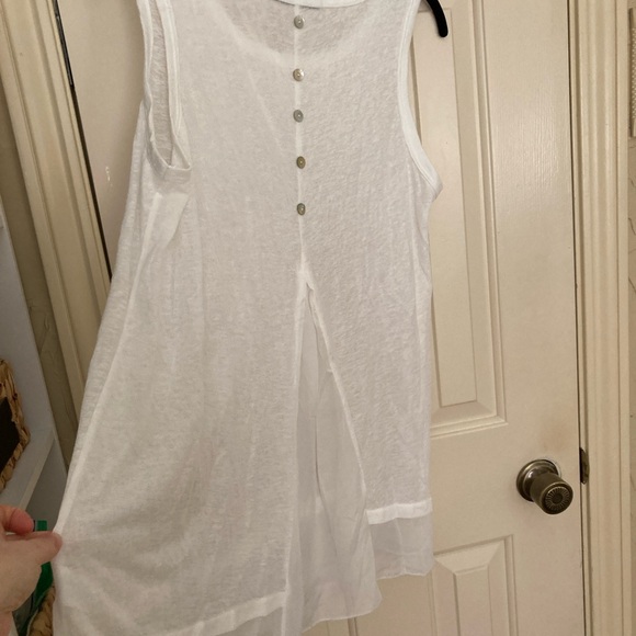 COIN 1804 Sheer Summer Linen Split Back Tank L - Picture 6 of 16